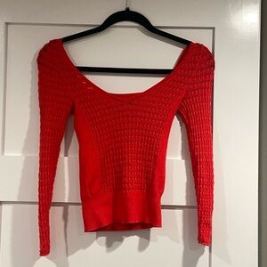 Free people fitted crochet long sleeve crop top
